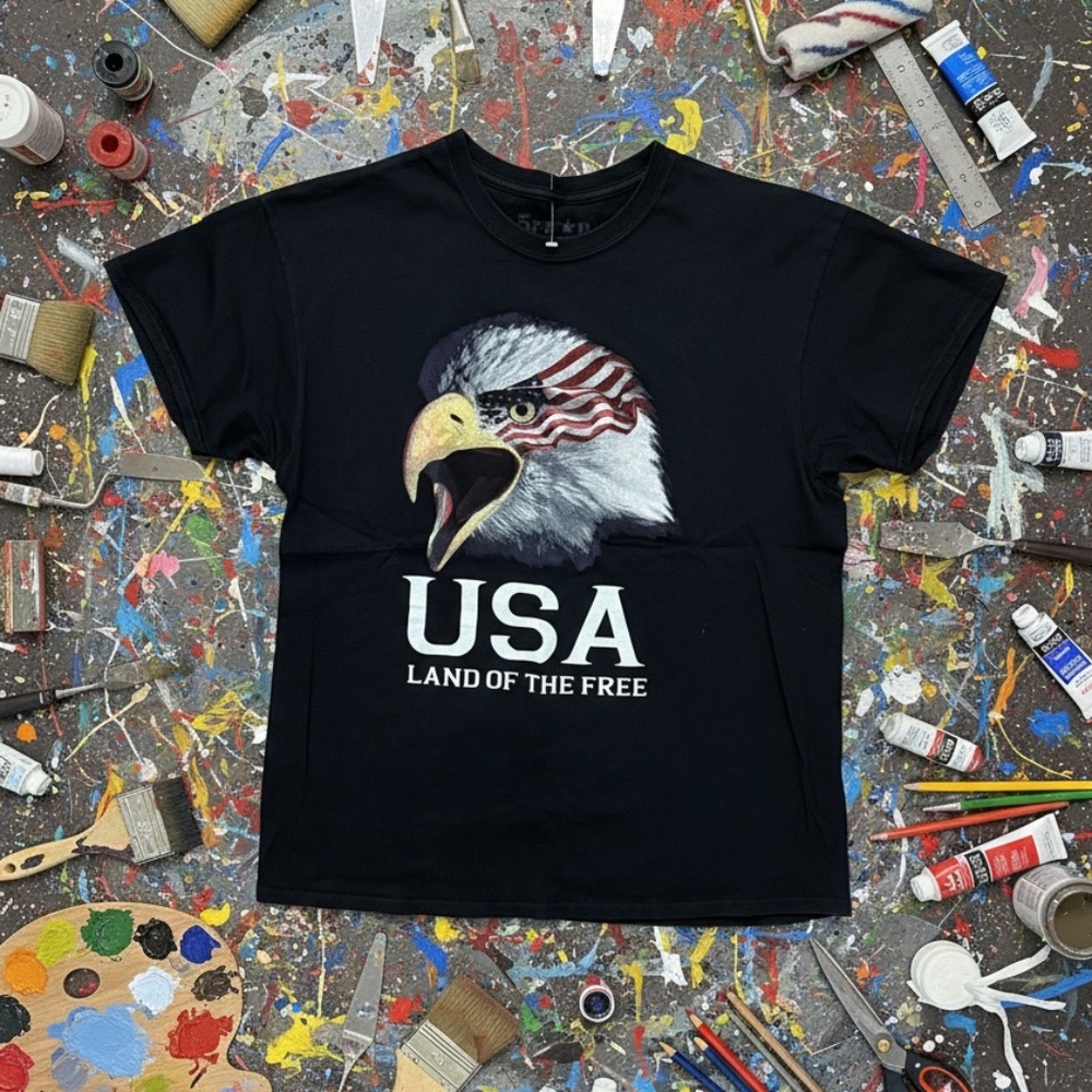 5 Star USA Land of the Free Graphic Tee Black Regular